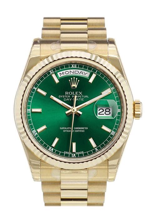 36mm rolex president green enamel dial|Rolex 36mm yellow gold.